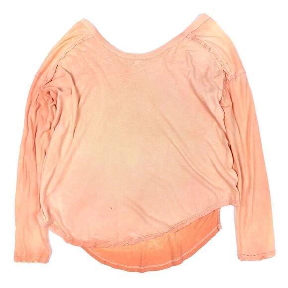 FREE PEOPLE Linen First Love Lace Up Long Sleeve Tunic Tee Peach Burnout Medium - Picture 6 of 8